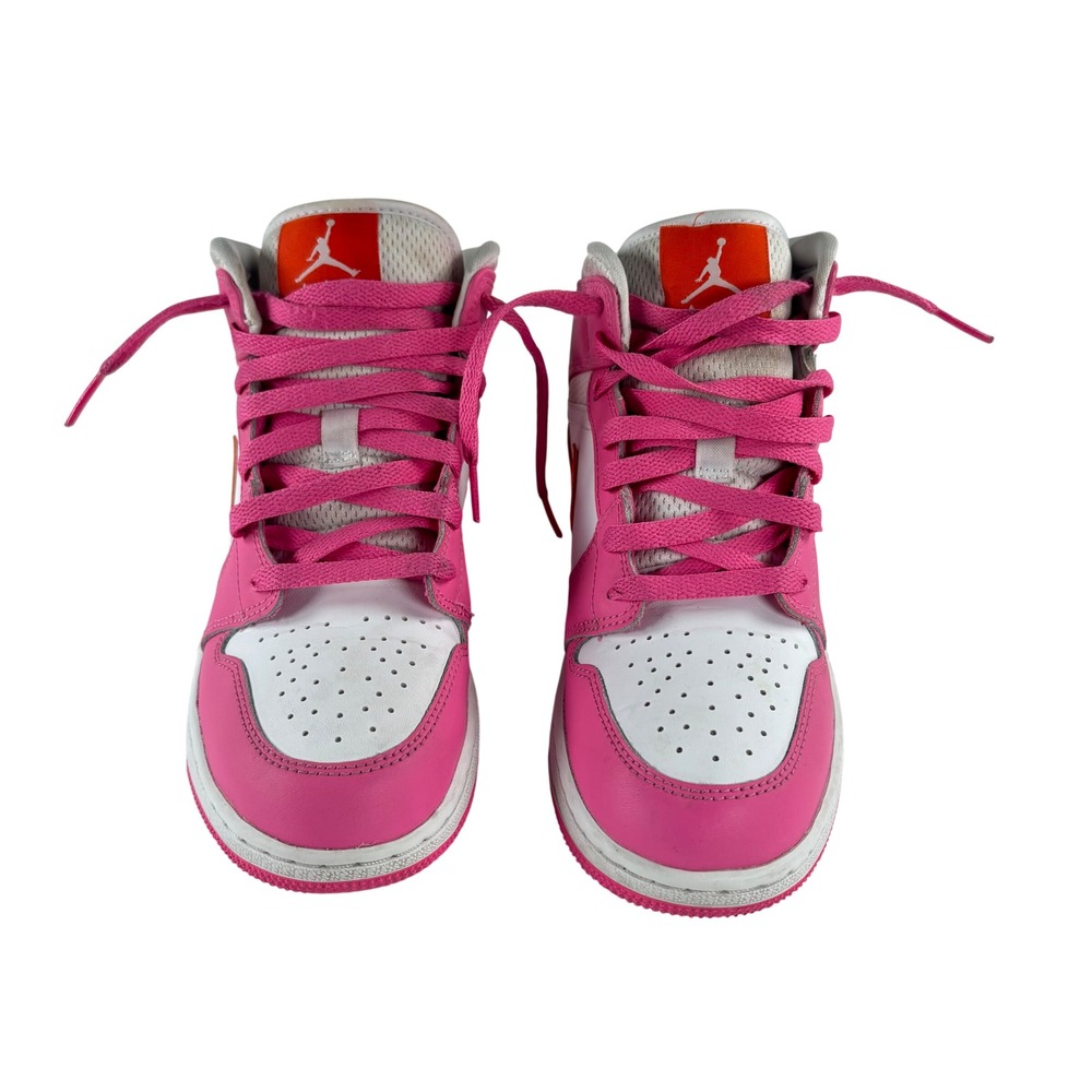 Nike Air Jordan 1 Mid GS Pink Orange White Sneakers Sz 5.5 Y Streetwear Retro - Picture 3 of 10